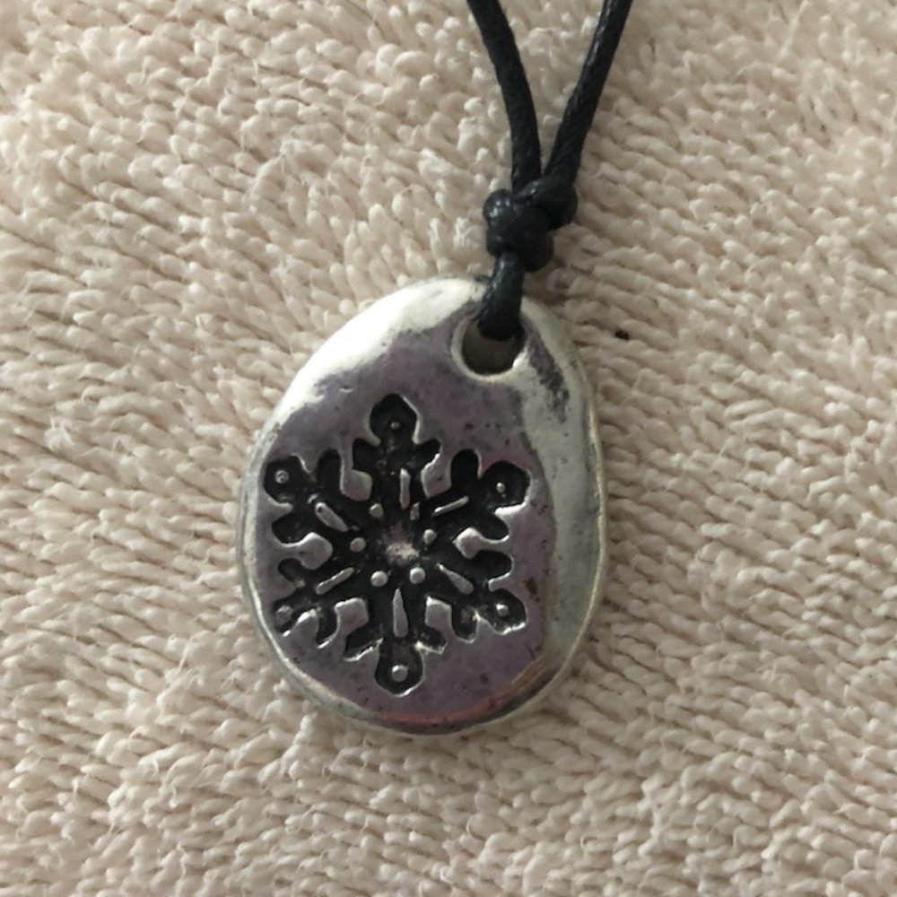 Silver Snowflake Pendant on cord J Jill NWOT